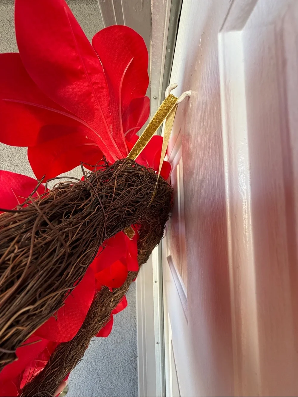 Red Floral Holiday Wreath “22 - Decorative Door Accent